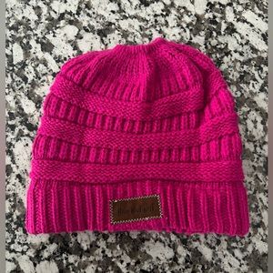 Three bird nest ponytail beanie